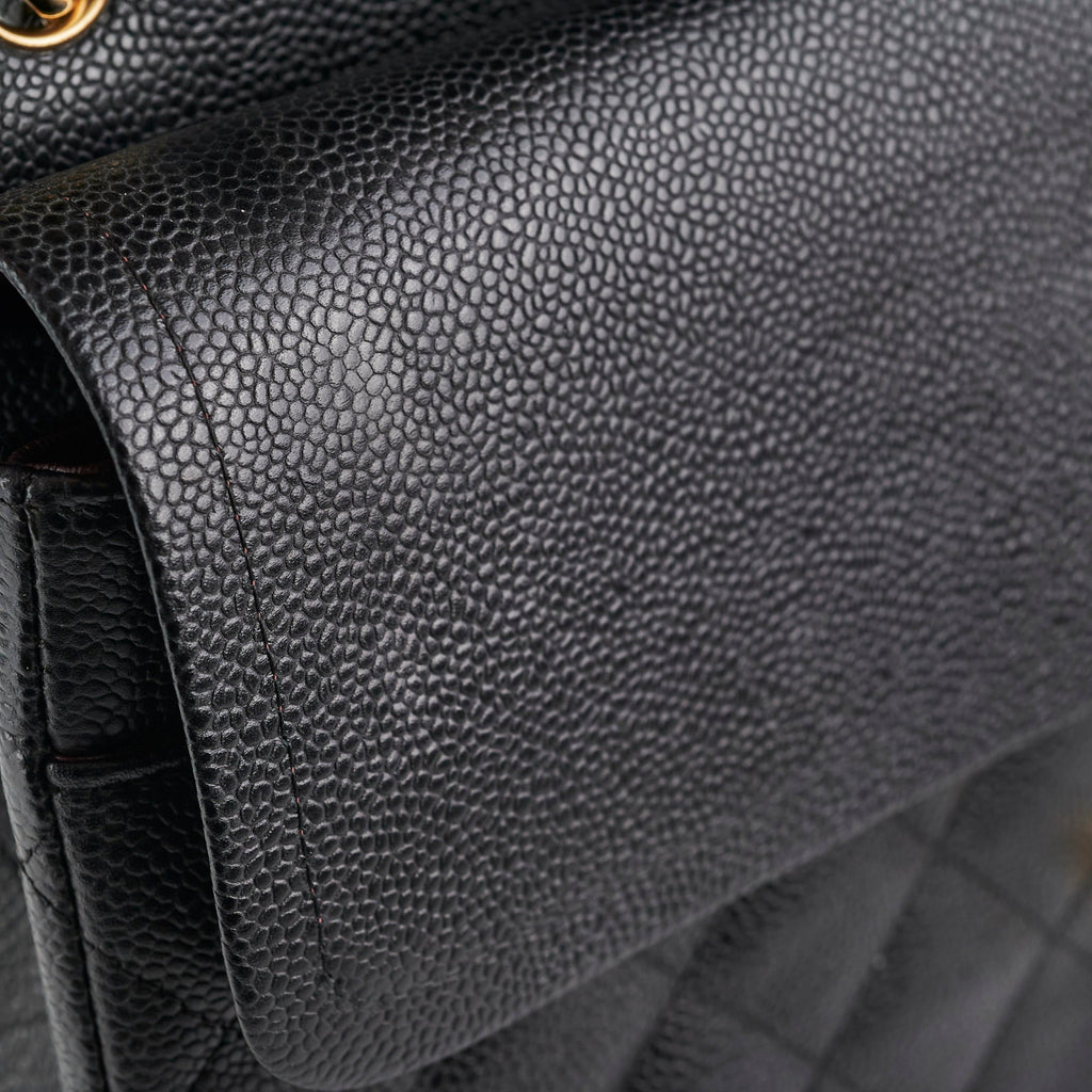 Chanel Caviar Double Classic Flap Jumbo Black