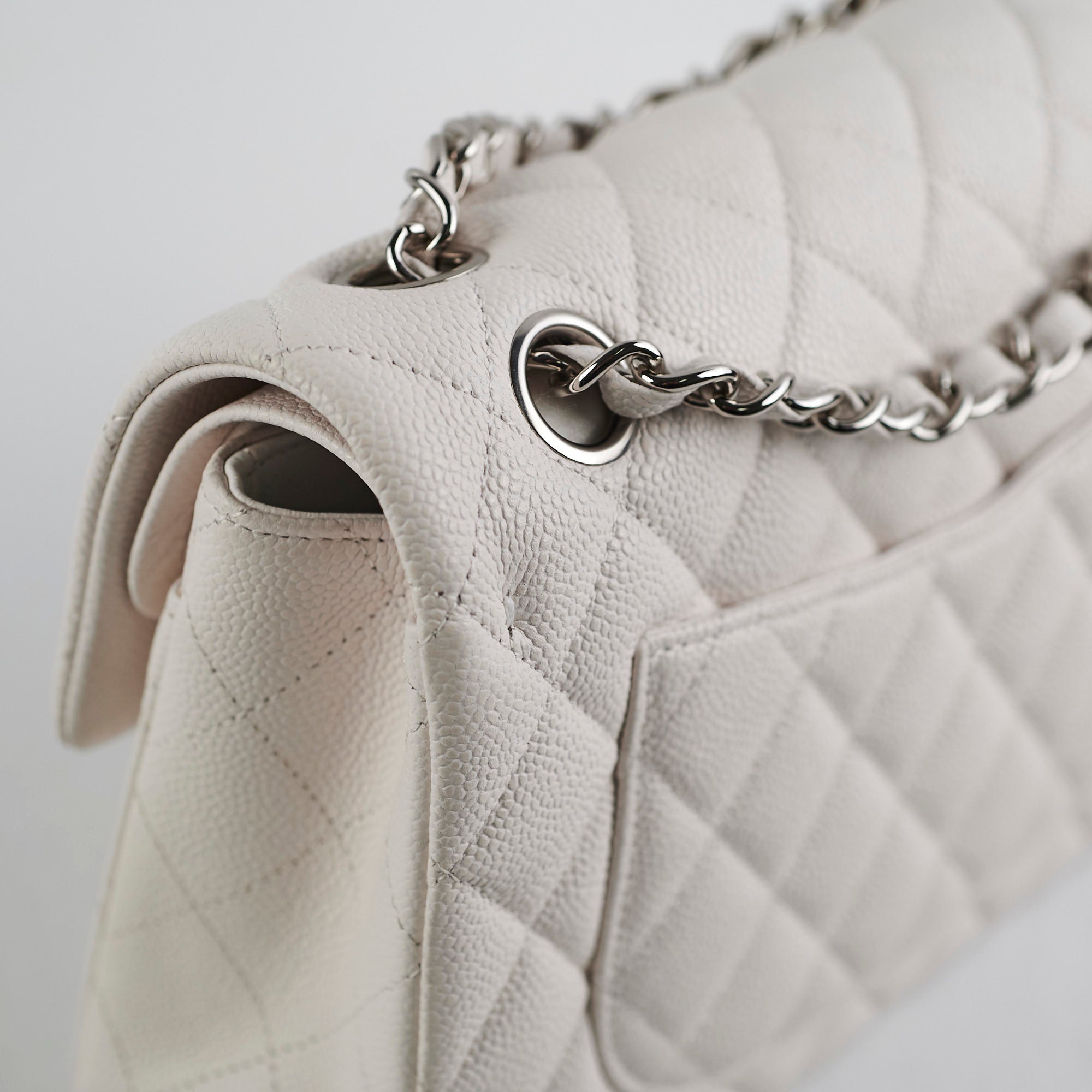 Chanel Caviar Small Double Classic Flap White 30 series