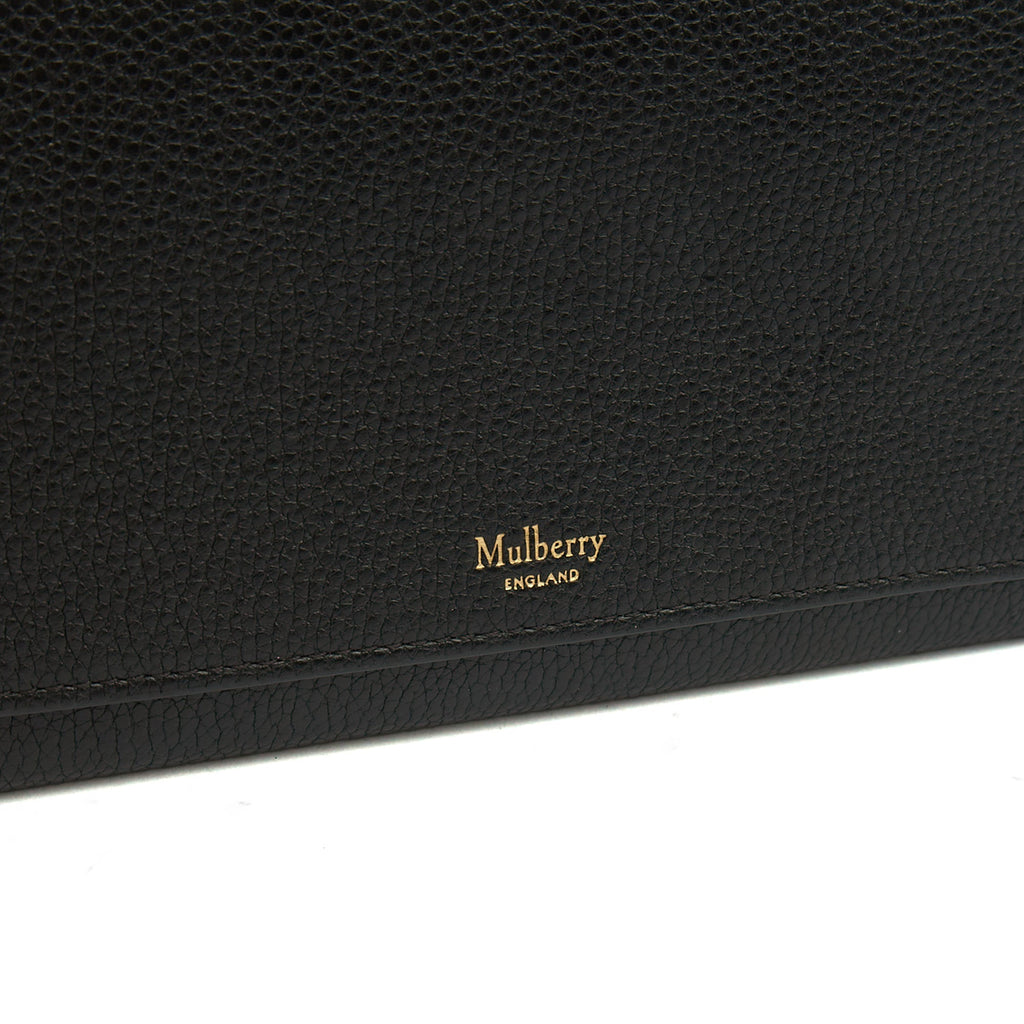 Mulberry Cross Body Wallet on Chain in Black, Calfskin Leather
