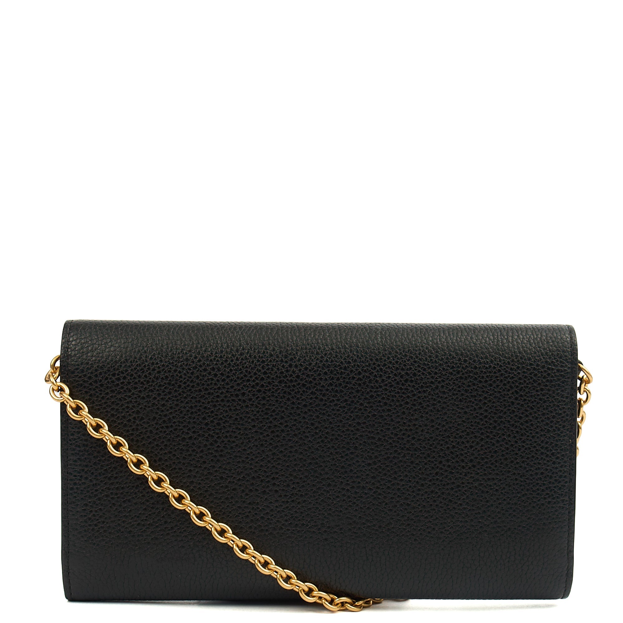 Mulberry Cross Body Wallet on Chain in Black, Calfskin Leather
