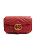 Gucci Cross Body Marmont Shoulder Flap Bag - Mini in Red, Leather