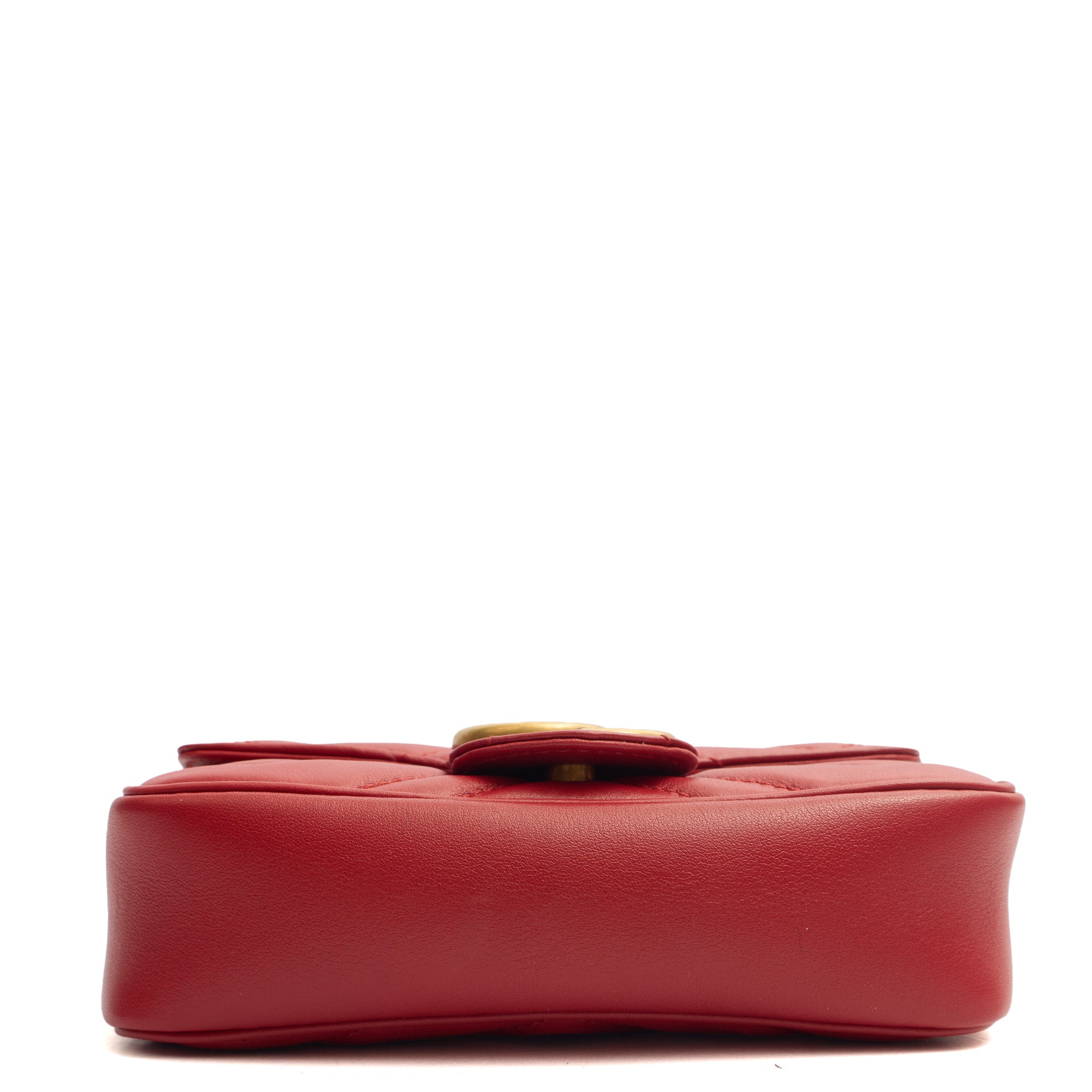 Gucci Cross Body Marmont Shoulder Flap Bag - Mini in Red, Leather