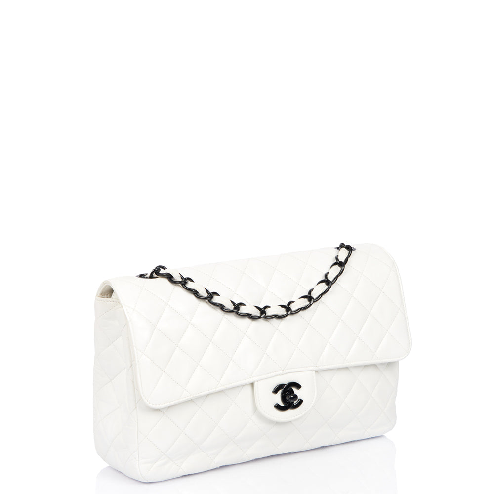Chanel Classic Single Flap - Large in White, Leather