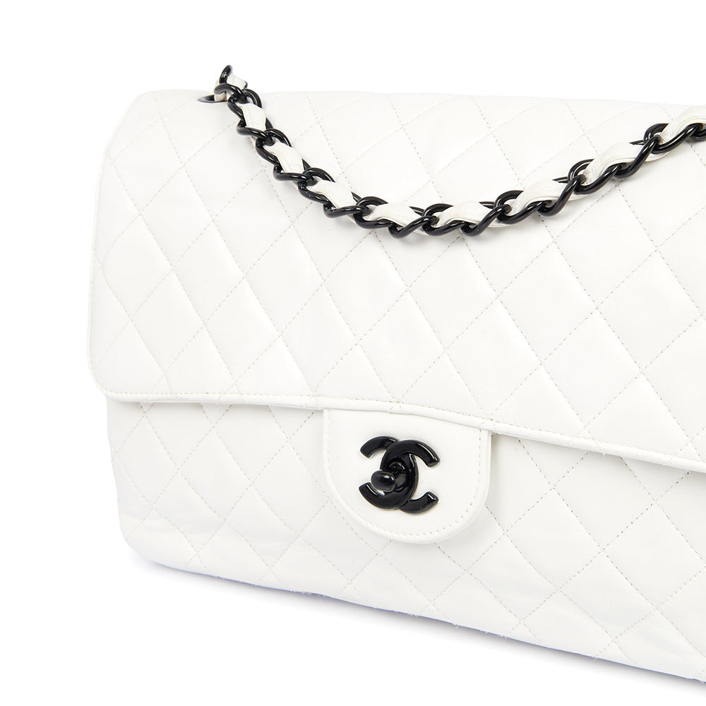 Chanel Classic Single Flap - Large in White, Leather