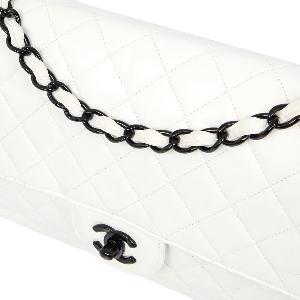 Chanel Classic Single Flap - Large in White, Leather