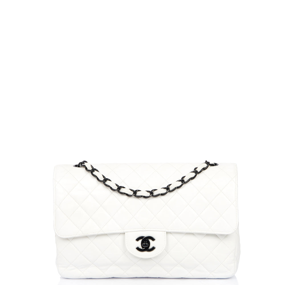 Chanel Classic Single Flap - Large in White, Leather