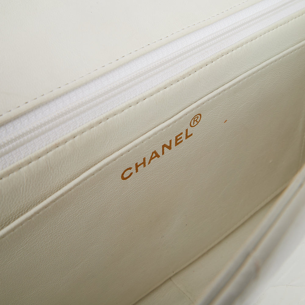 Chanel Classic Single Flap - Large in White, Leather