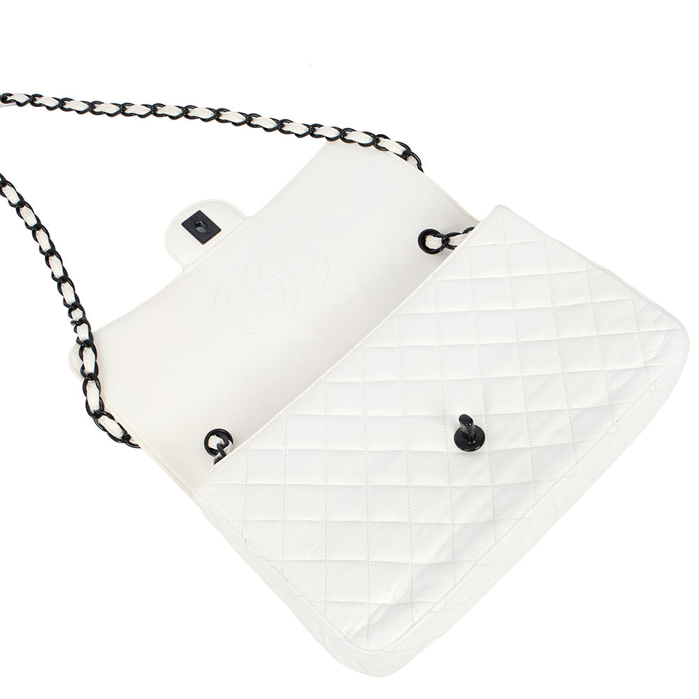 Chanel Classic Single Flap - Large in White, Leather