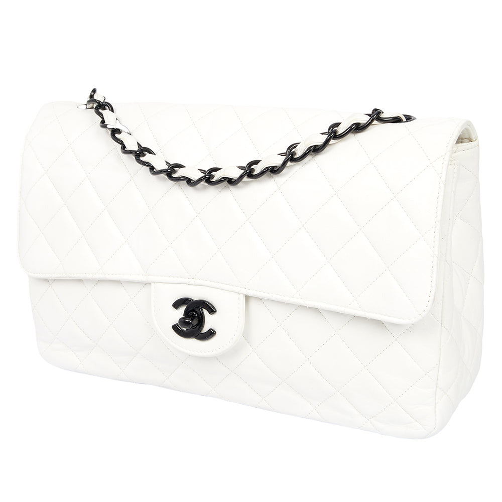 Chanel Classic Single Flap - Large in White, Leather