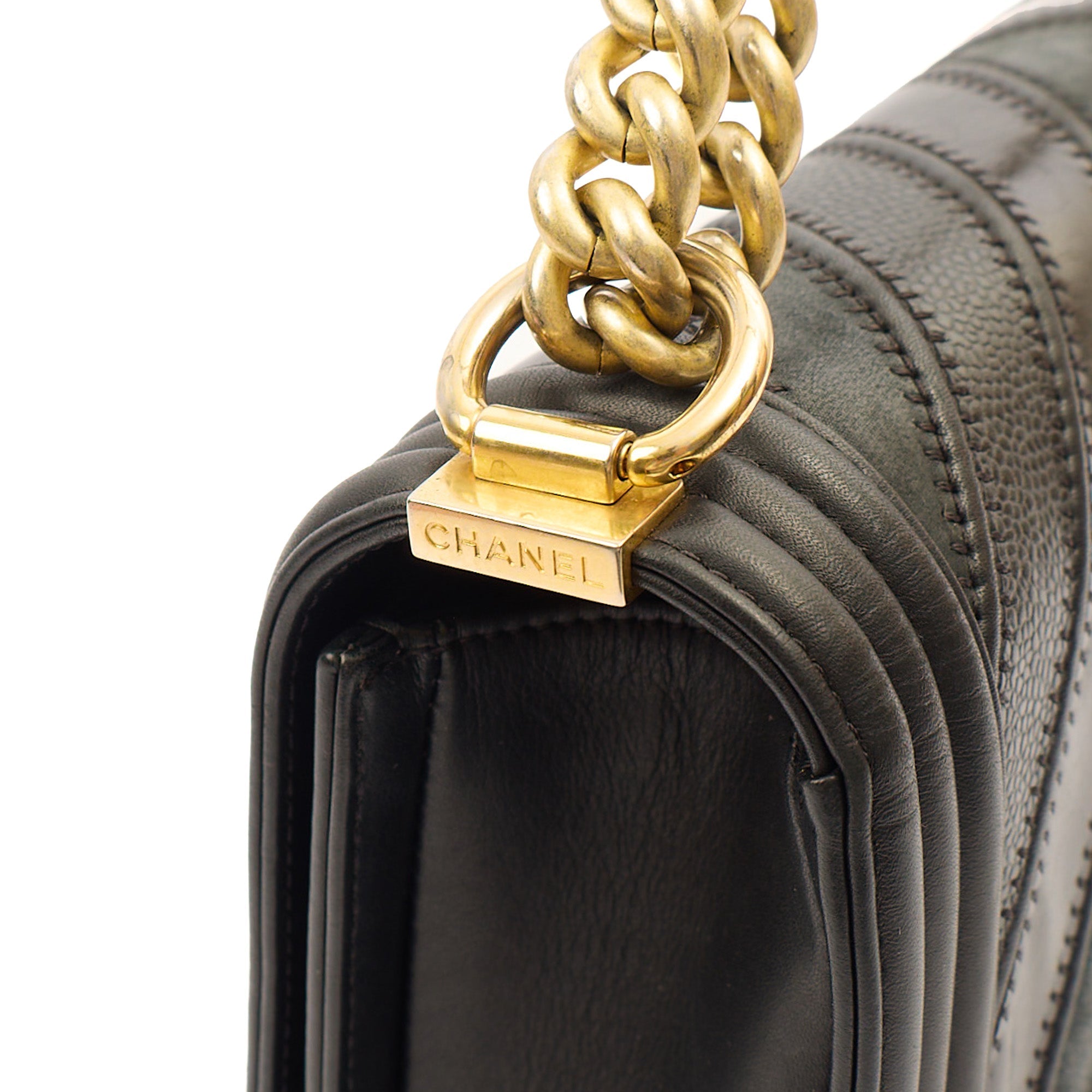 Chanel Shoulder Bag Boy - Medium in Black, Calfskin Leather