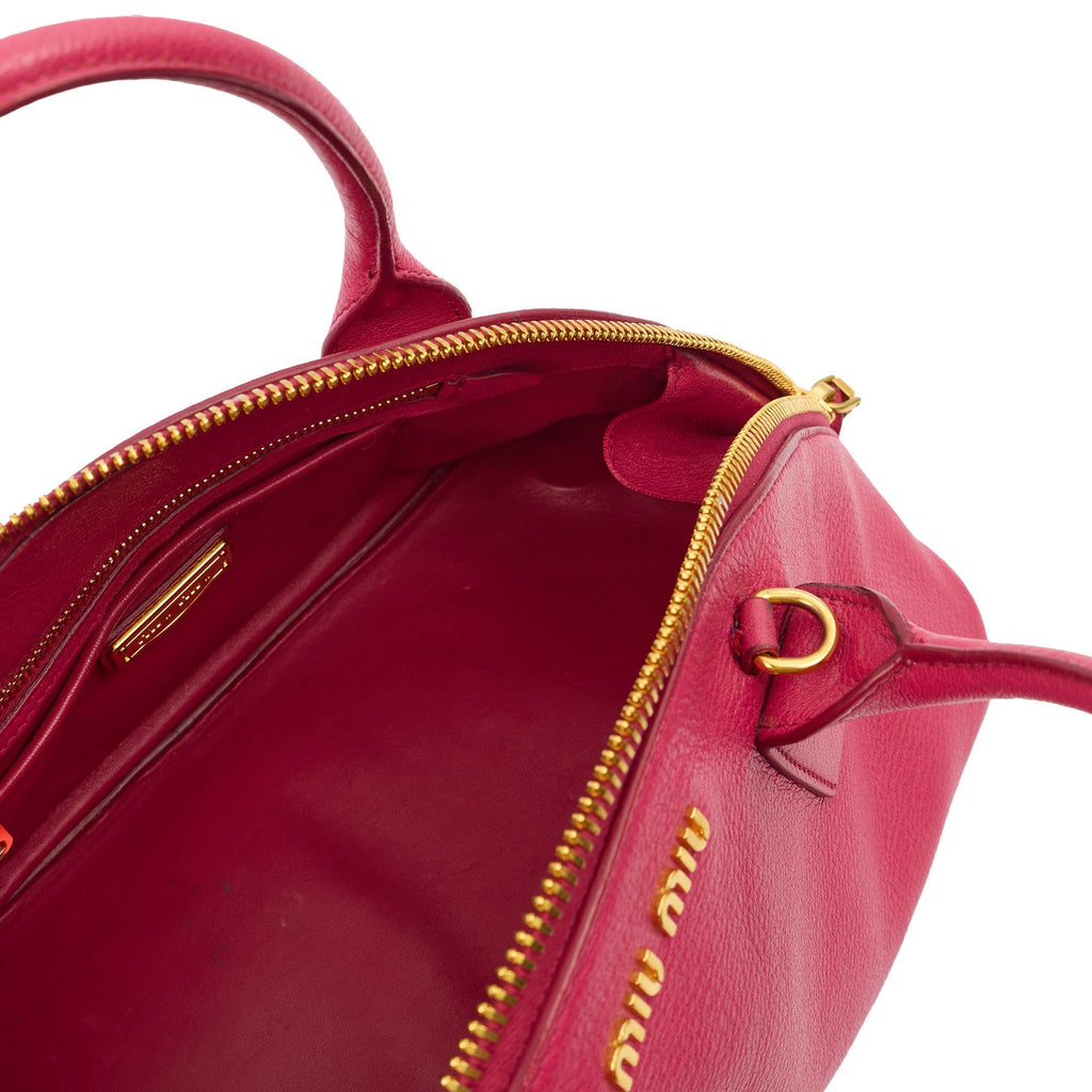 Miu Miu Shoulder Bag Bowling Bag - Small in Pink, Leather