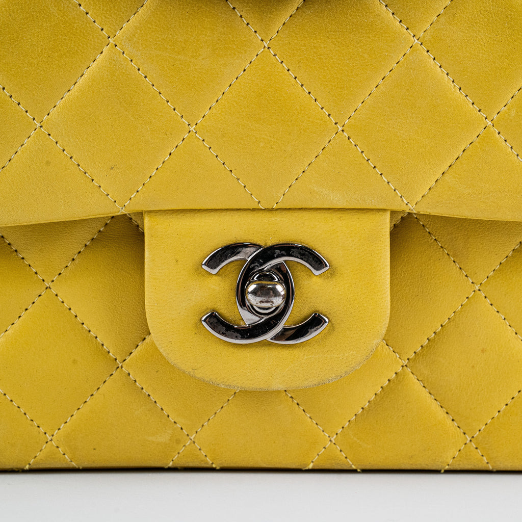 Chanel Classic Flap M/L Yellow Lambskin Bag
