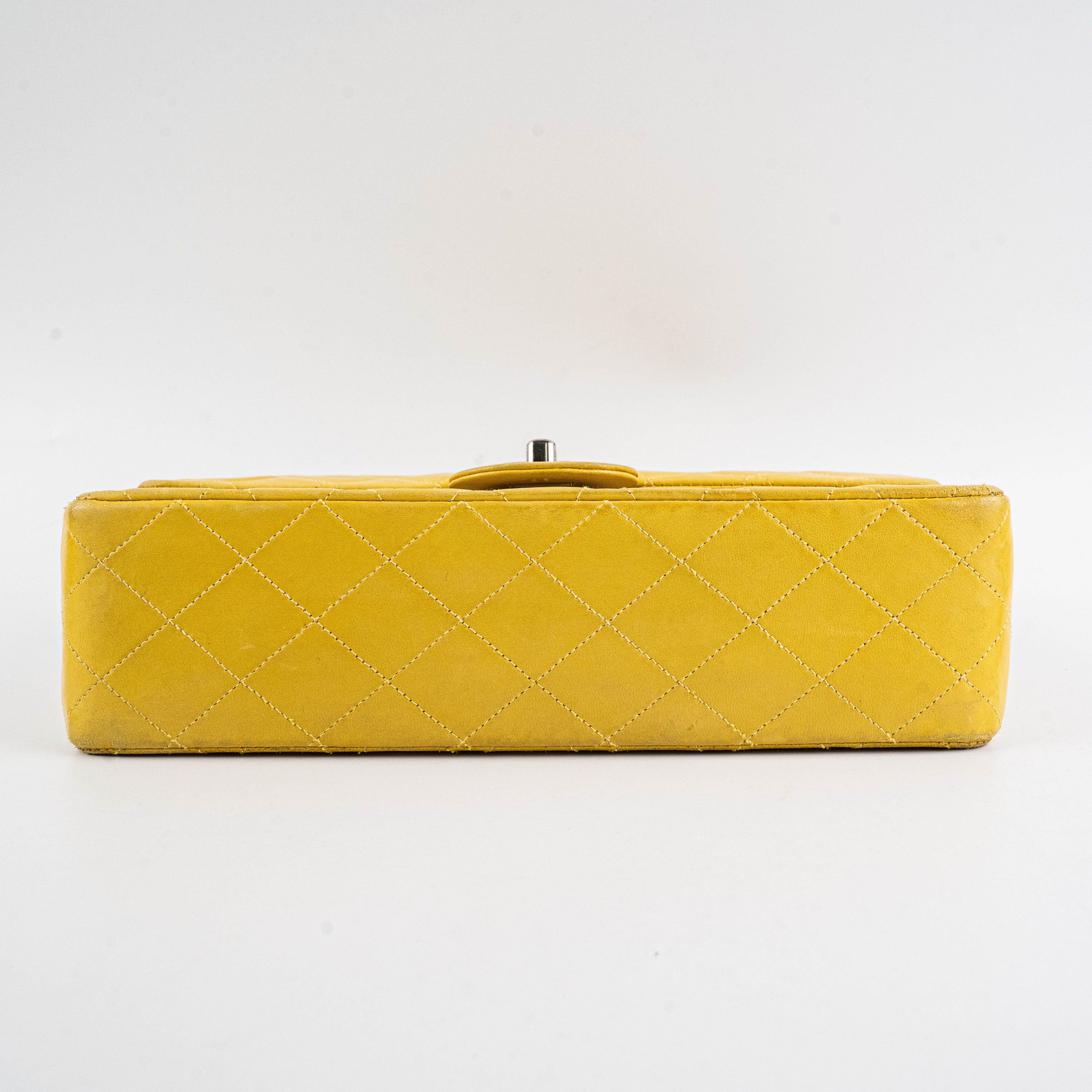 Chanel Classic Flap M/L Yellow Lambskin Bag
