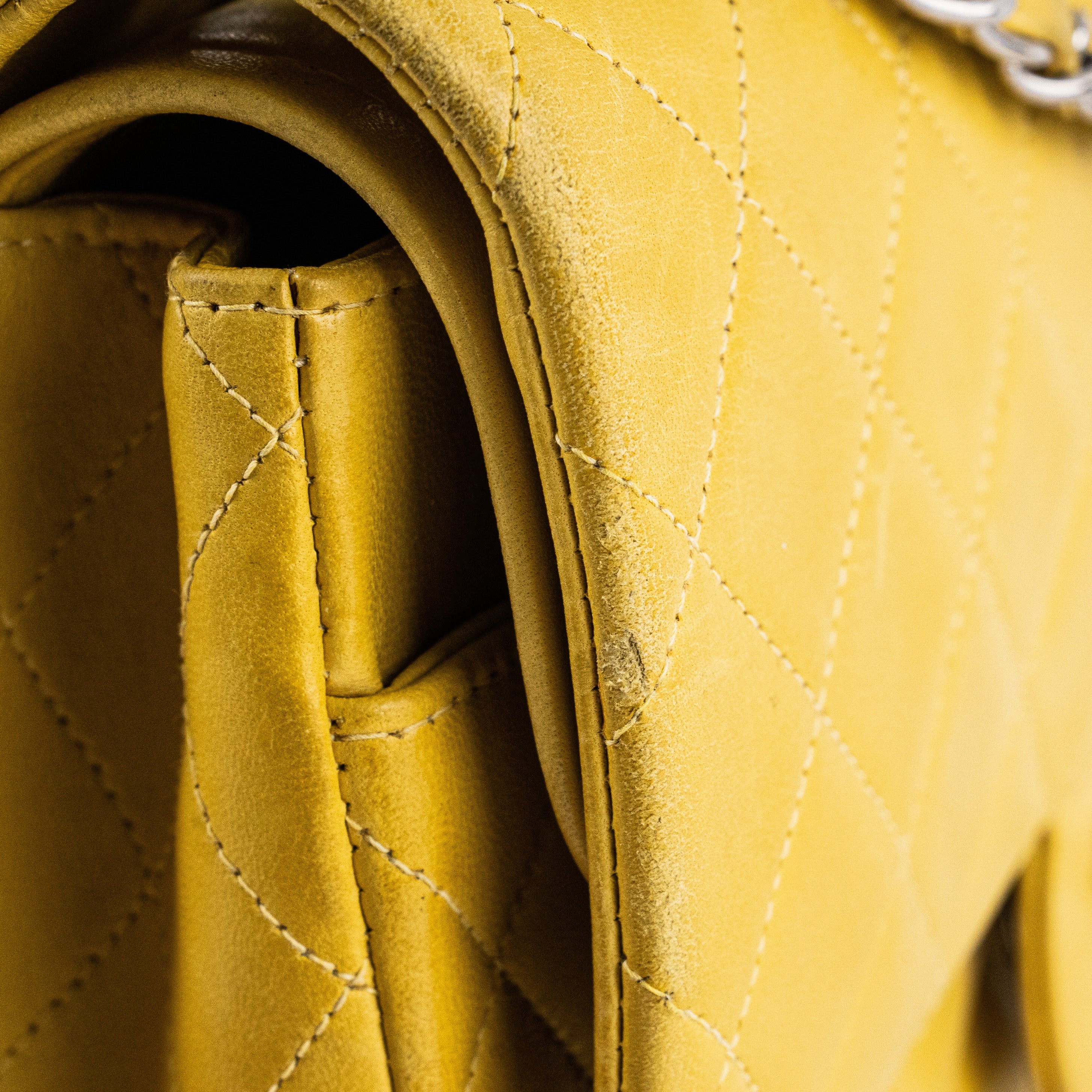 Chanel Classic Flap M/L Yellow Lambskin Bag