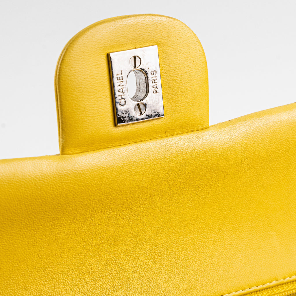 Chanel Classic Flap M/L Yellow Lambskin Bag