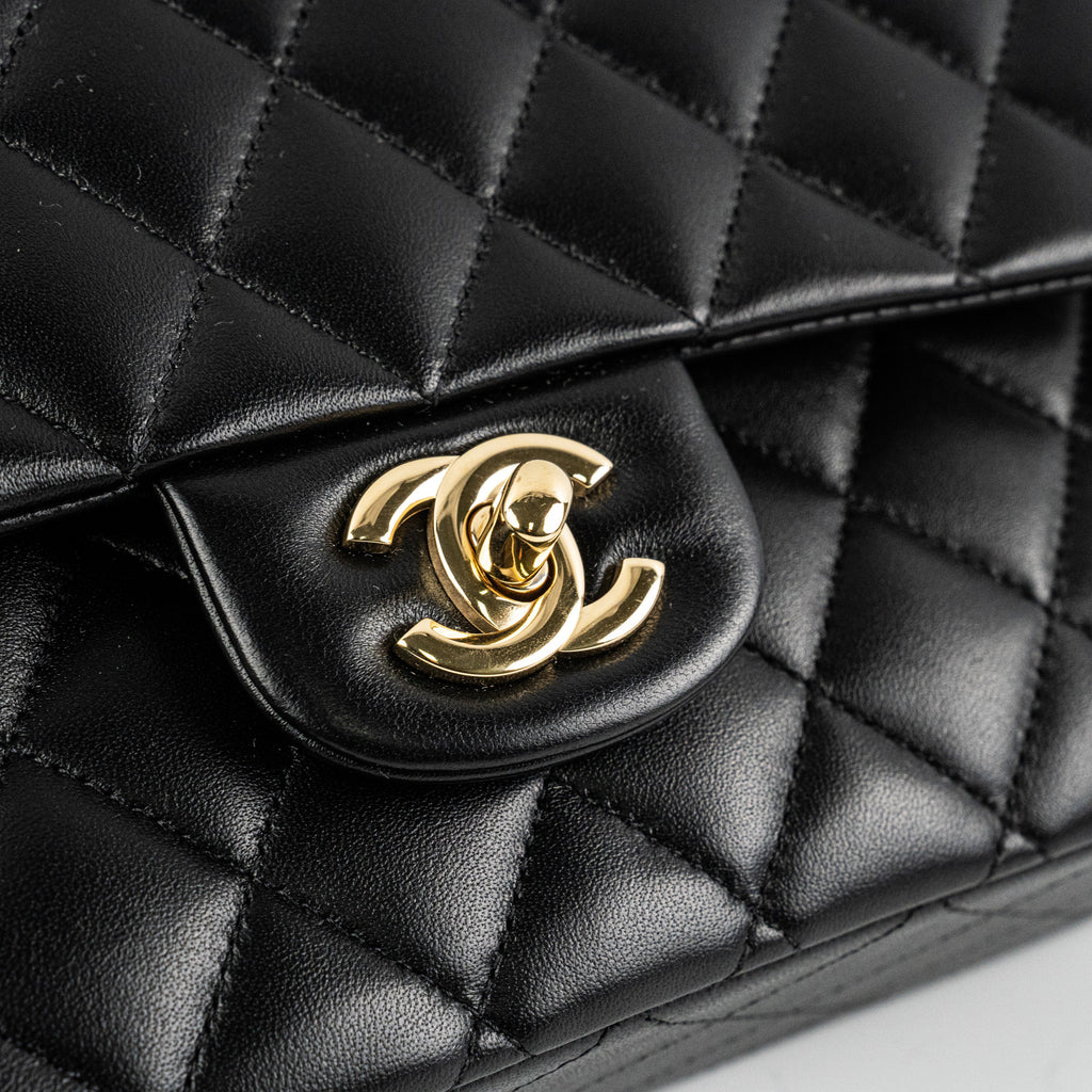 Chanel Classic Flap Medium/Large Lambskin Black Bag - Microchipped