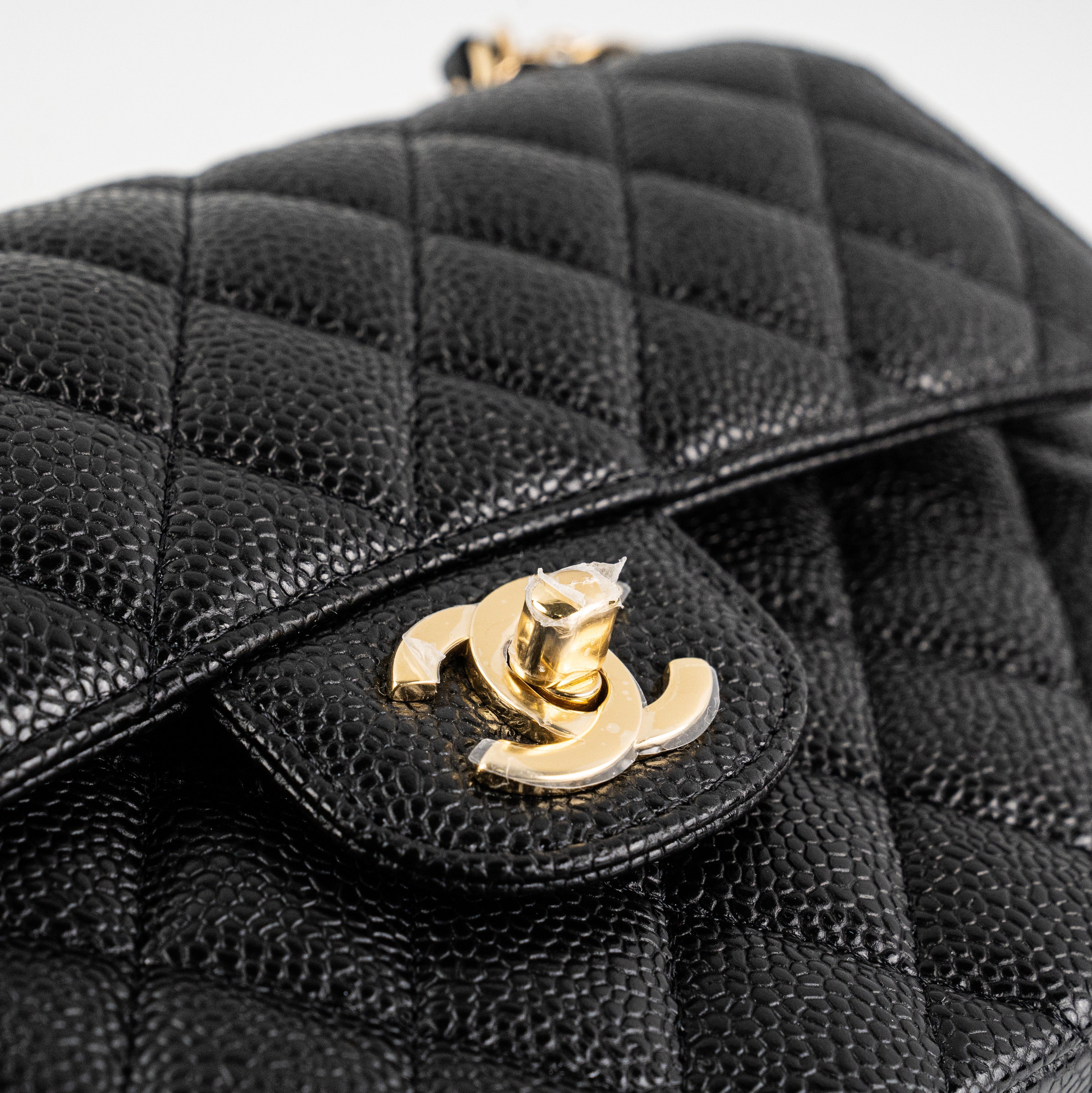 Chanel Caviar Small Double Classic Flap Black Microchip
