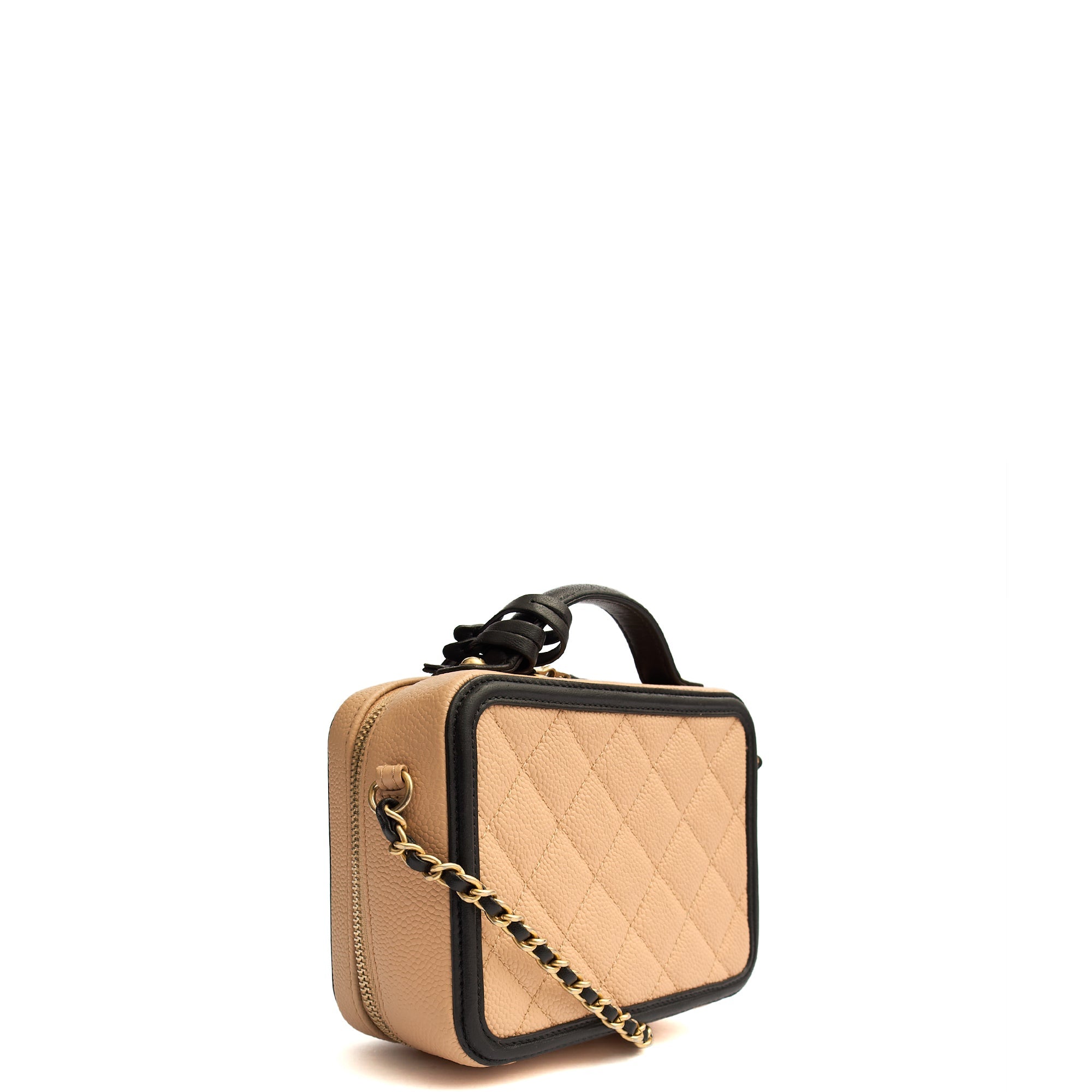 Chanel Cross Body CC Filigree Vanity Case in Neutral, Caviar Leather