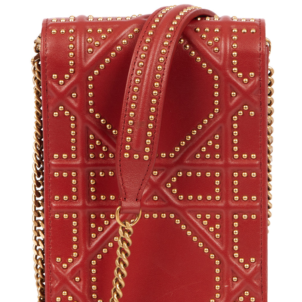 Christian Dior Diorama Pouch in Red, Calfskin