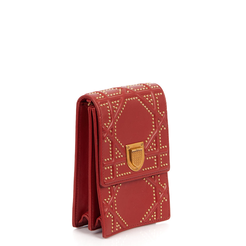Christian Dior Diorama Pouch in Red, Calfskin
