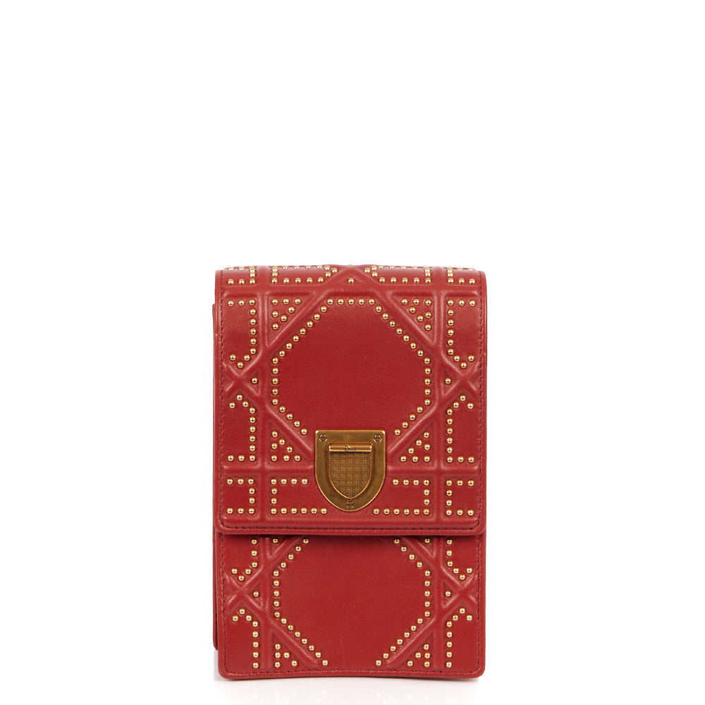 Christian Dior Diorama Pouch in Red, Calfskin