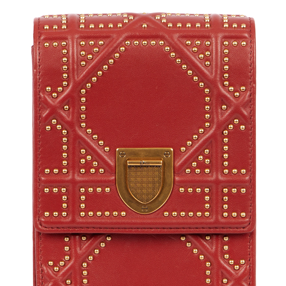 Christian Dior Diorama Pouch in Red, Calfskin