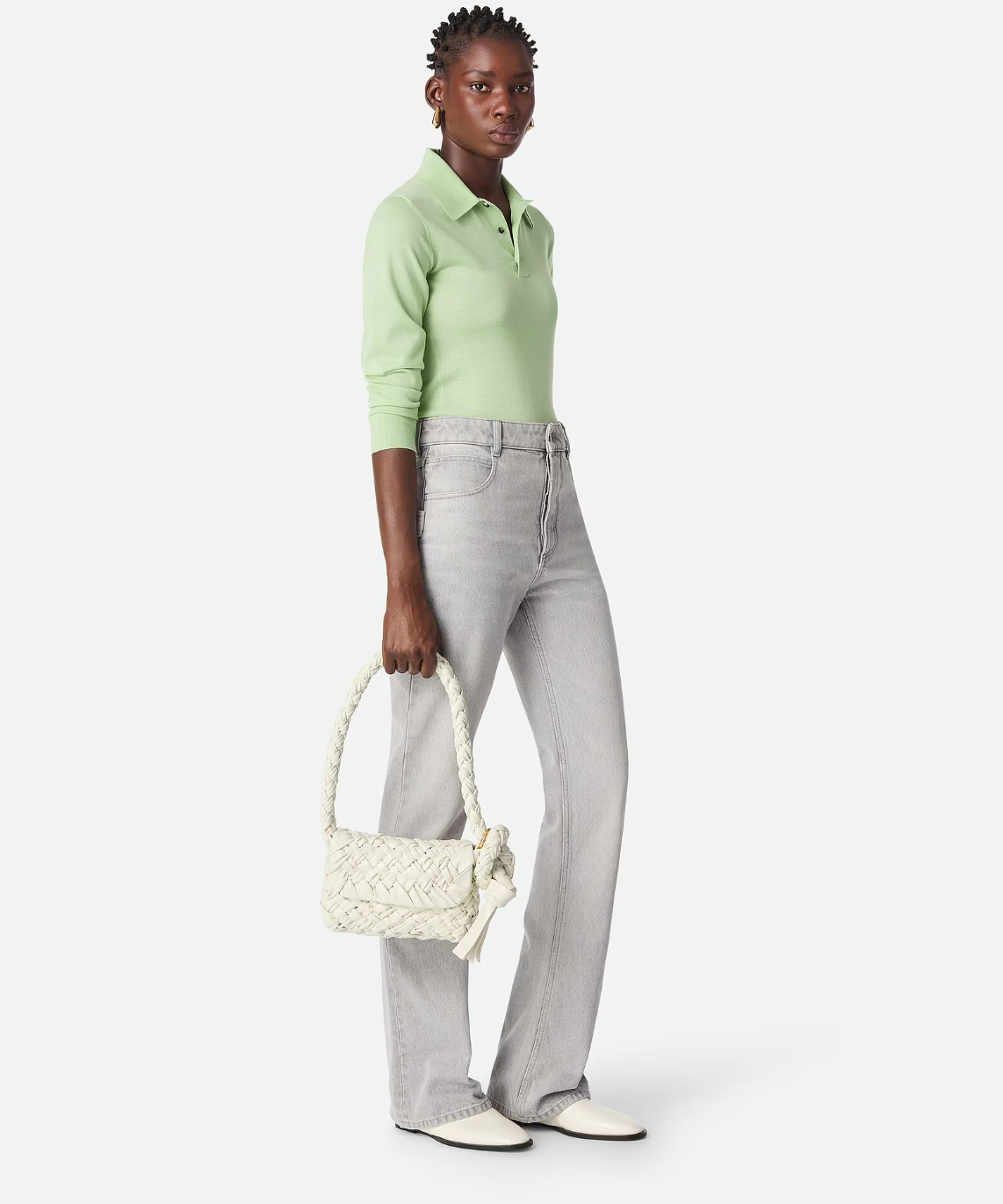 Bottega Veneta Bone White Small Kalimero Leather Citta Bag with Gold Hardware RRP £3,140