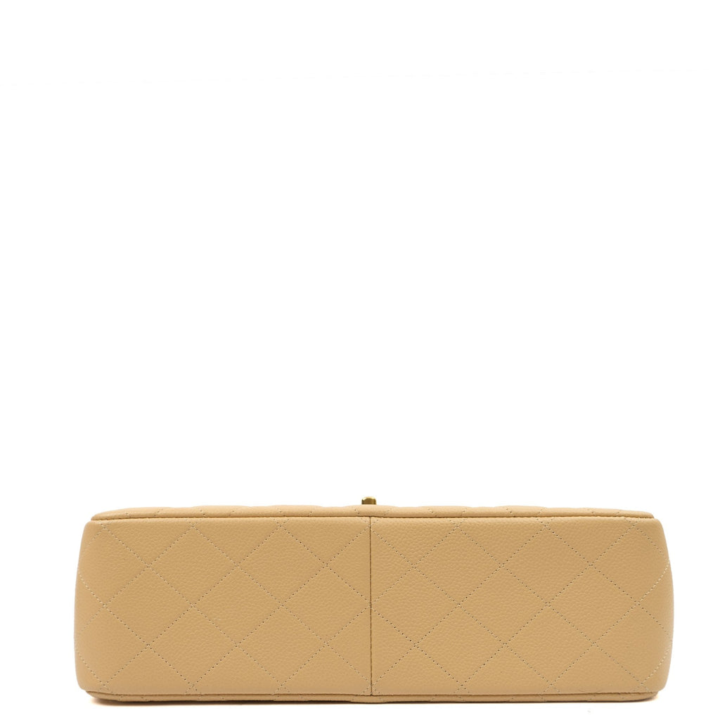 Chanel Shoulder Bag Classic Double Flap - Large in Neutral, Caviar Leather