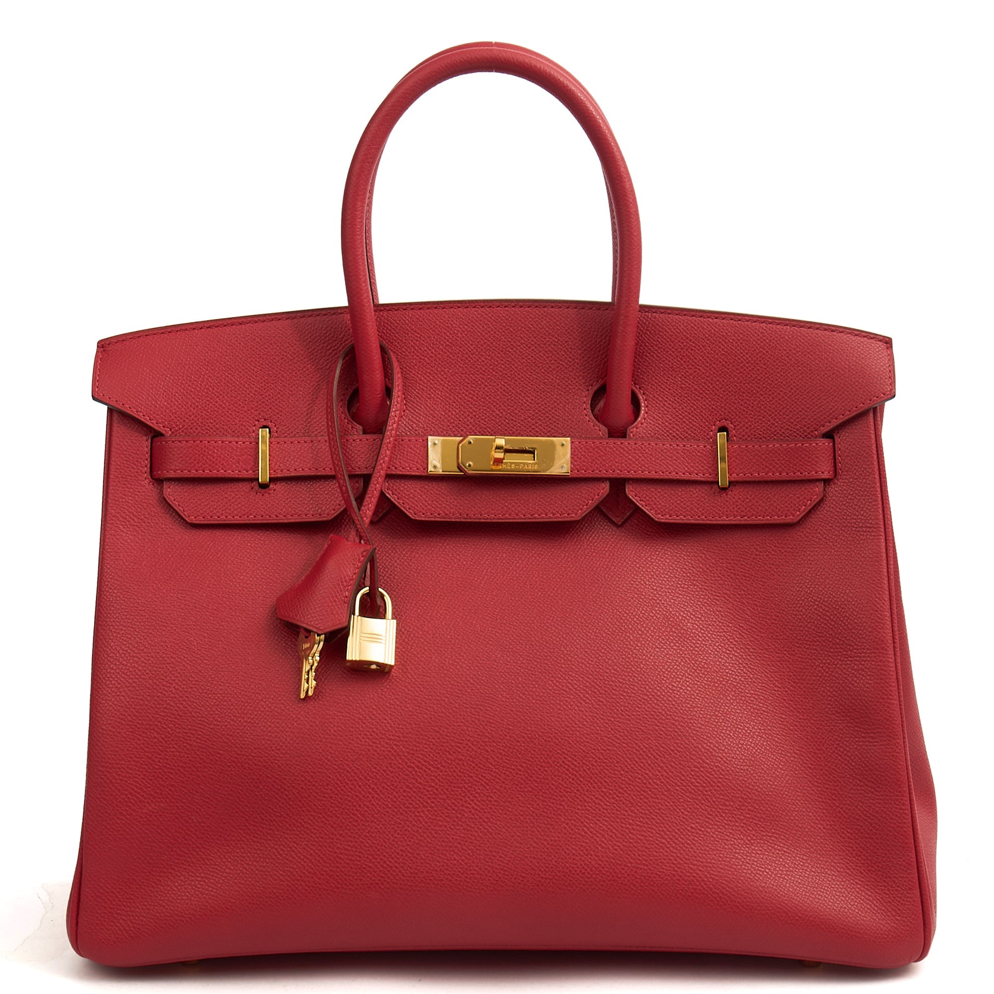 Hermes Tote Birkin 35 in Rouge Casaque, Epsom Leather