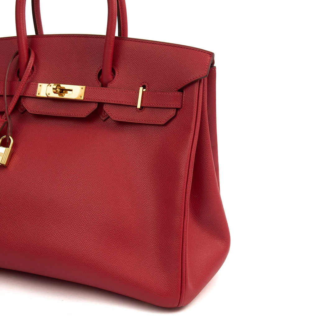 Hermes Tote Birkin 35 in Rouge Casaque, Epsom Leather