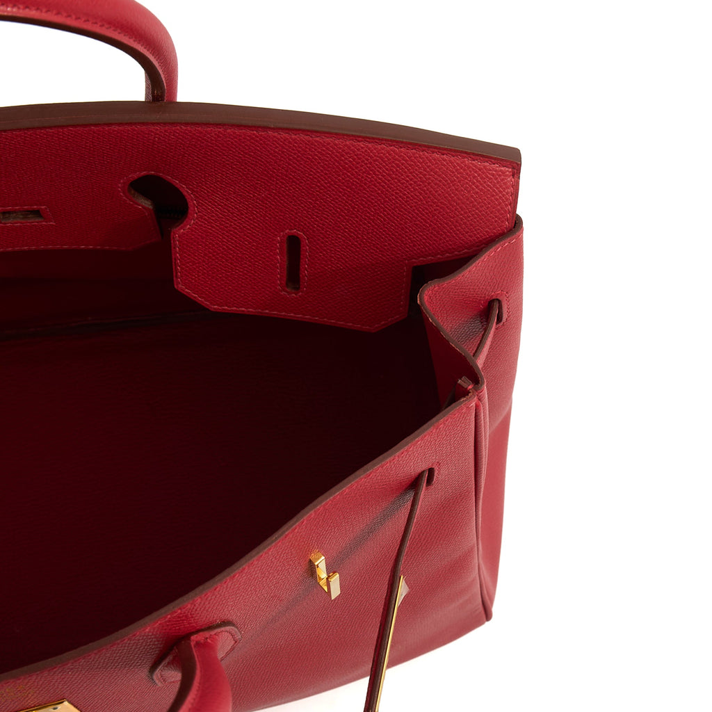 Hermes Tote Birkin 35 in Rouge Casaque, Epsom Leather