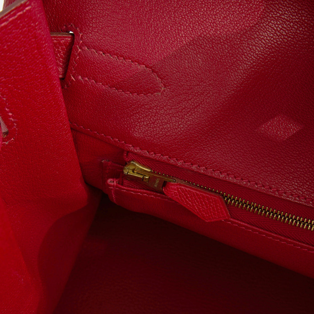 Hermes Tote Birkin 35 in Rouge Casaque, Epsom Leather
