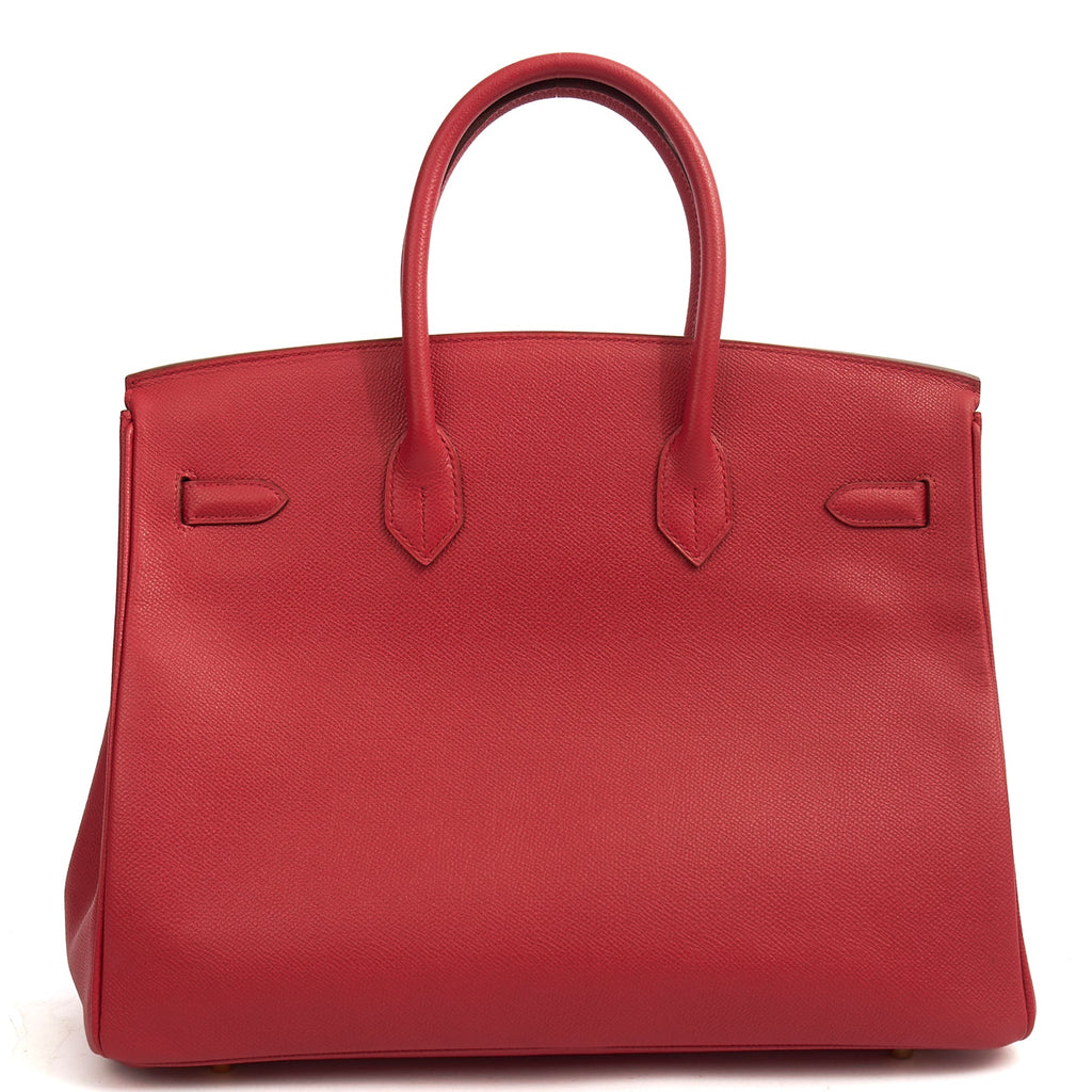 Hermes Tote Birkin 35 in Rouge Casaque, Epsom Leather