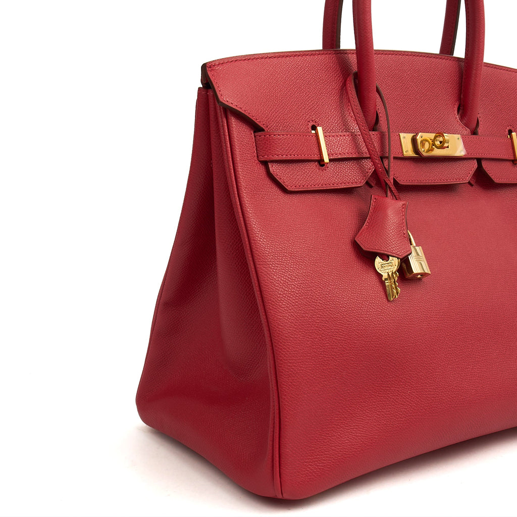 Hermes Tote Birkin 35 in Rouge Casaque, Epsom Leather