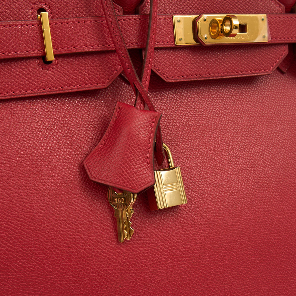 Hermes Tote Birkin 35 in Rouge Casaque, Epsom Leather