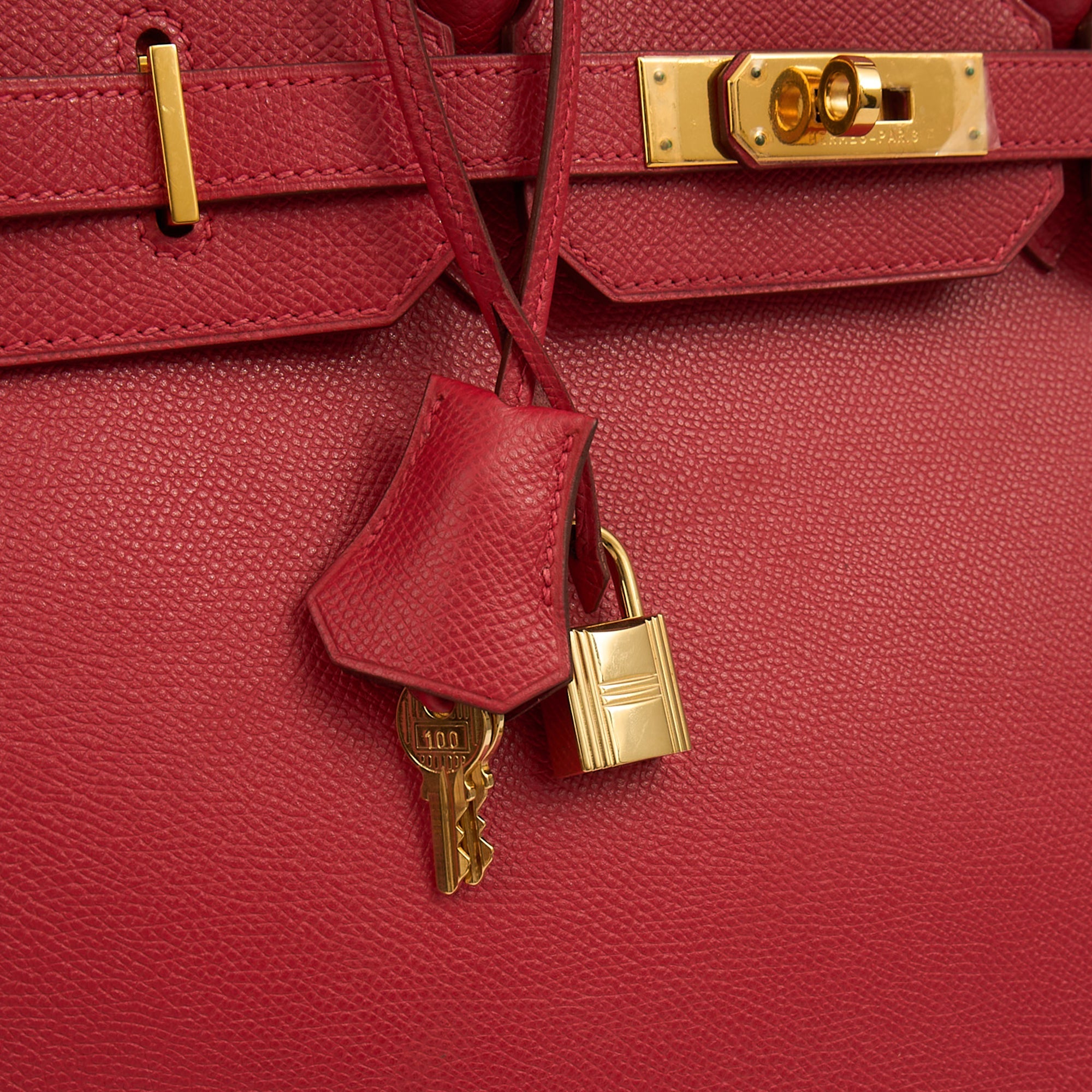 Hermes Tote Birkin 35 in Rouge Casaque, Epsom Leather