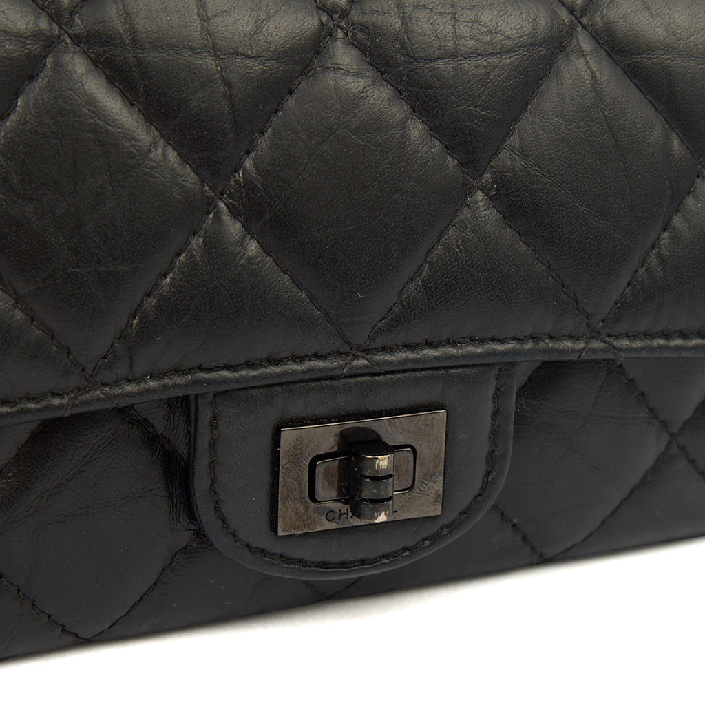 Chanel Purse Flap Wallet in Black, Crinkled Calfskin Leather