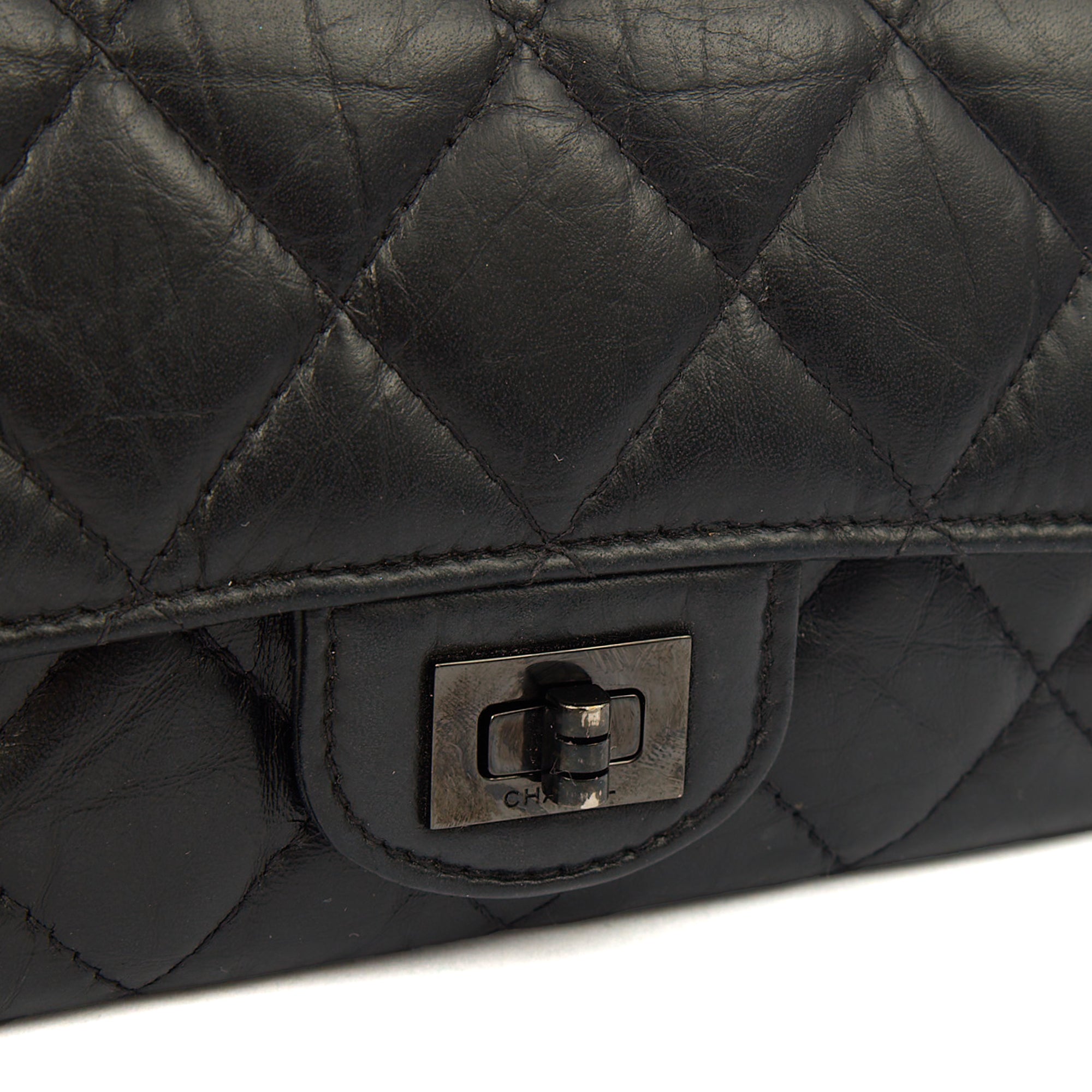 Chanel Purse Flap Wallet in Black, Crinkled Calfskin Leather