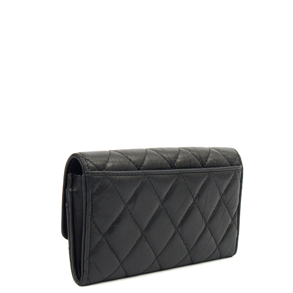 Chanel Purse Flap Wallet in Black, Crinkled Calfskin Leather