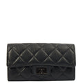 Chanel Purse Flap Wallet in Black, Crinkled Calfskin Leather
