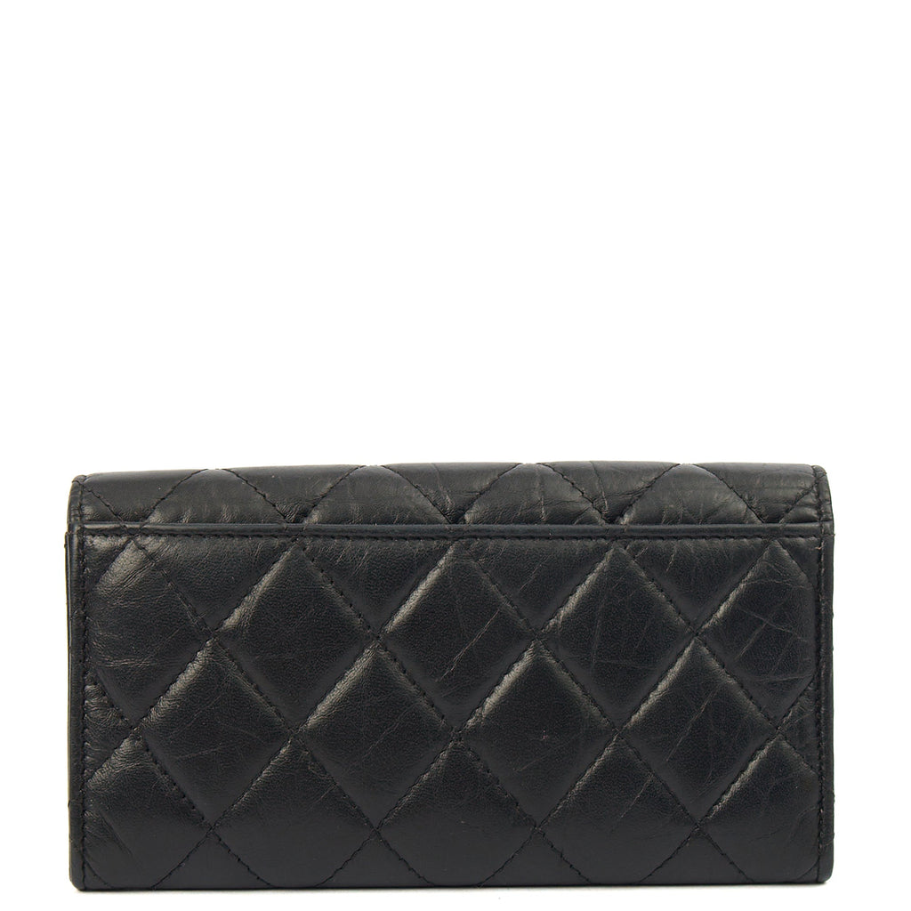 Chanel Purse Flap Wallet in Black, Crinkled Calfskin Leather
