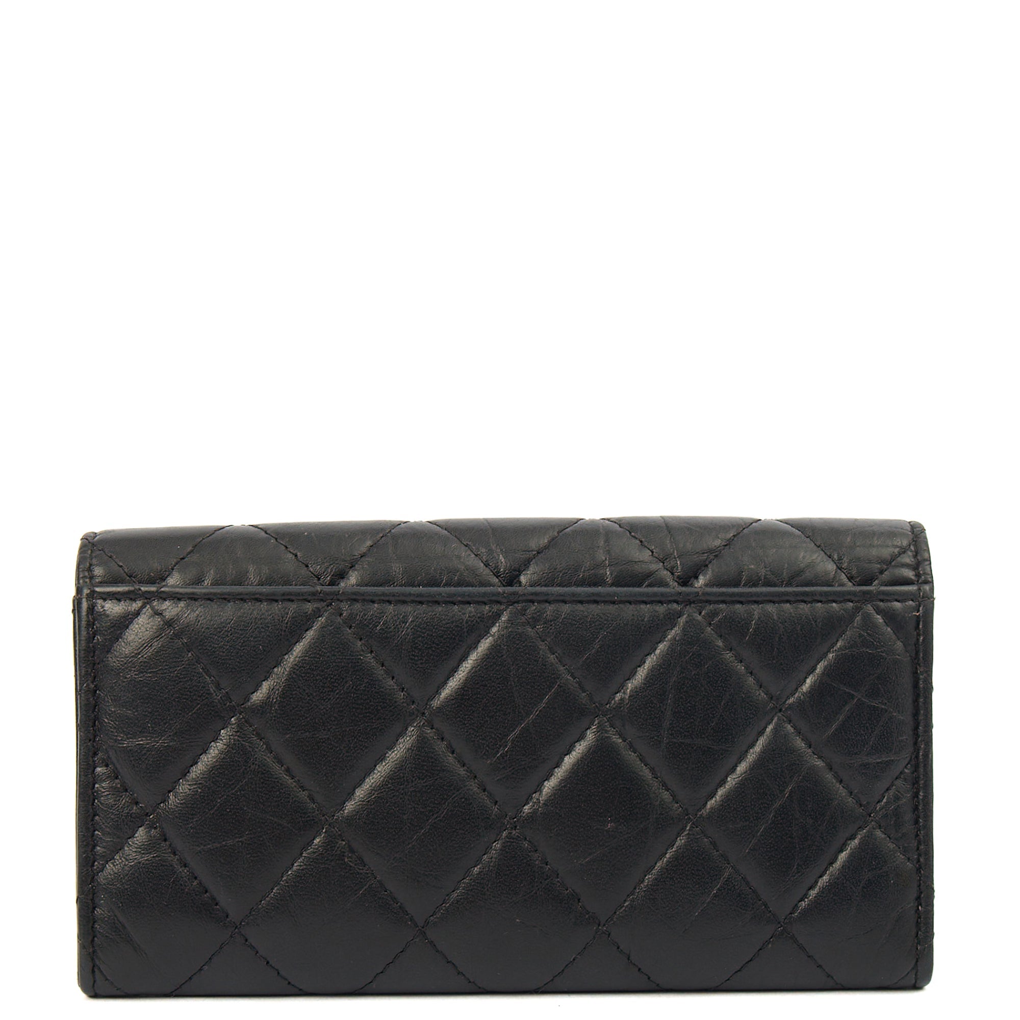 Chanel Purse Flap Wallet in Black, Crinkled Calfskin Leather