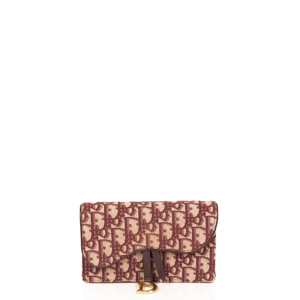Christian Dior Mini Bag Saddle Belt Pouch in Burgundy, Oblique Jacquard Canvas