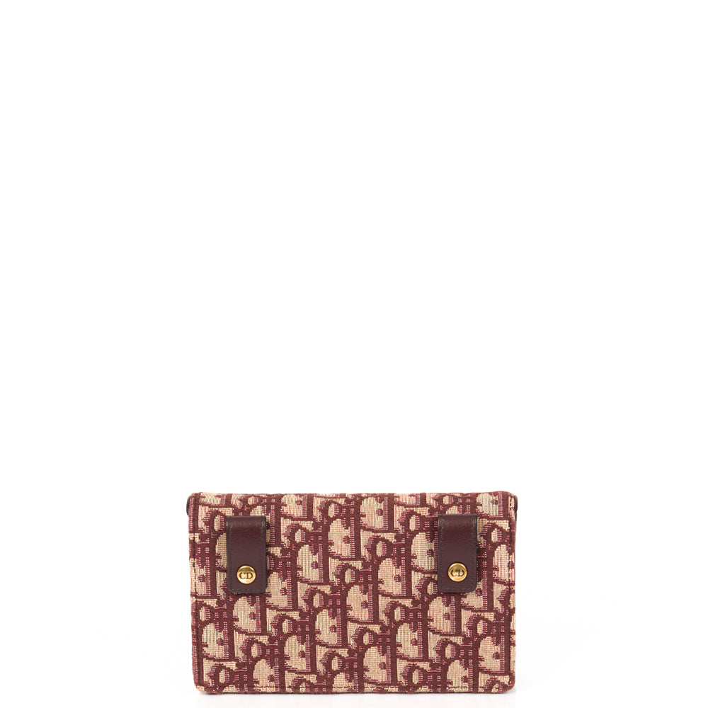 Christian Dior Mini Bag Saddle Belt Pouch in Burgundy, Oblique Jacquard Canvas