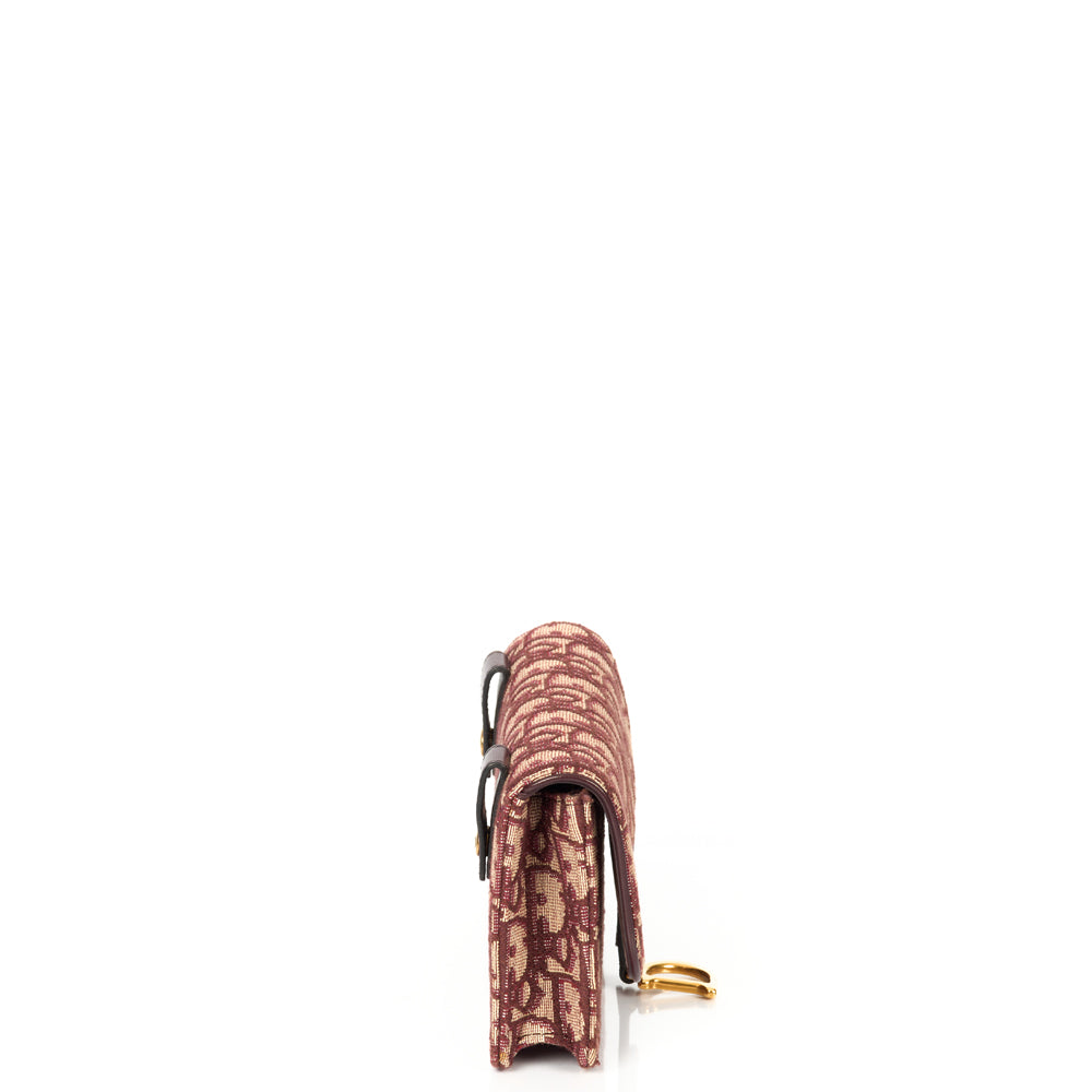 Christian Dior Mini Bag Saddle Belt Pouch in Burgundy, Oblique Jacquard Canvas
