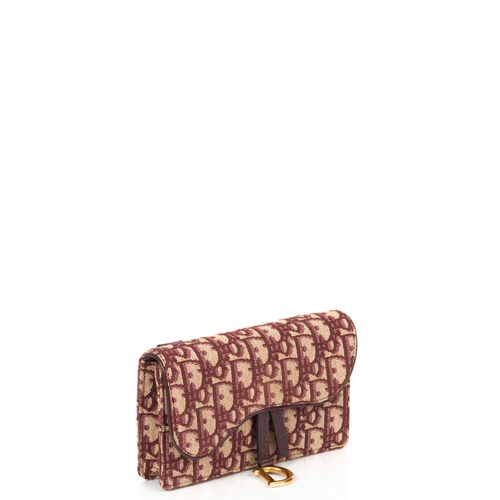 Christian Dior Mini Bag Saddle Belt Pouch in Burgundy, Oblique Jacquard Canvas