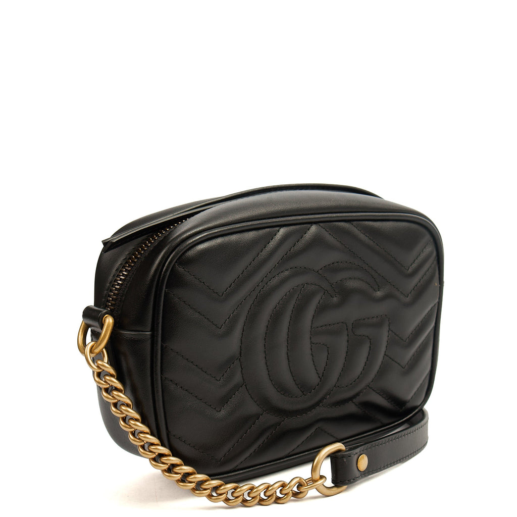Gucci Cross Body Marmont Shoulder Bag - Mini in Black, Leather
