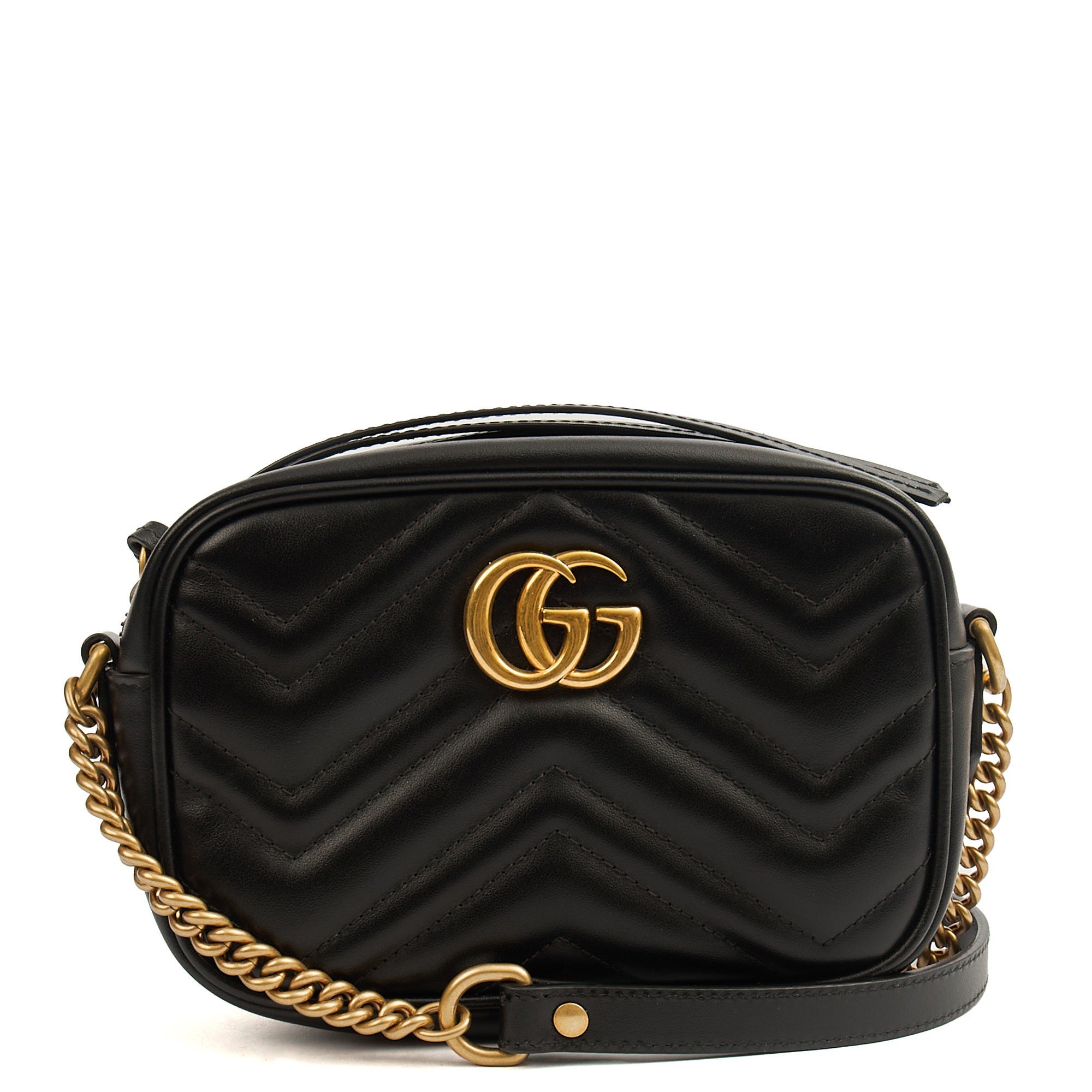 Gucci Cross Body Marmont Shoulder Bag - Mini in Black, Leather