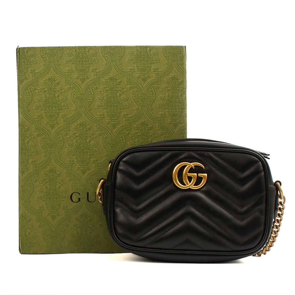 Gucci Cross Body Marmont Shoulder Bag - Mini in Black, Leather