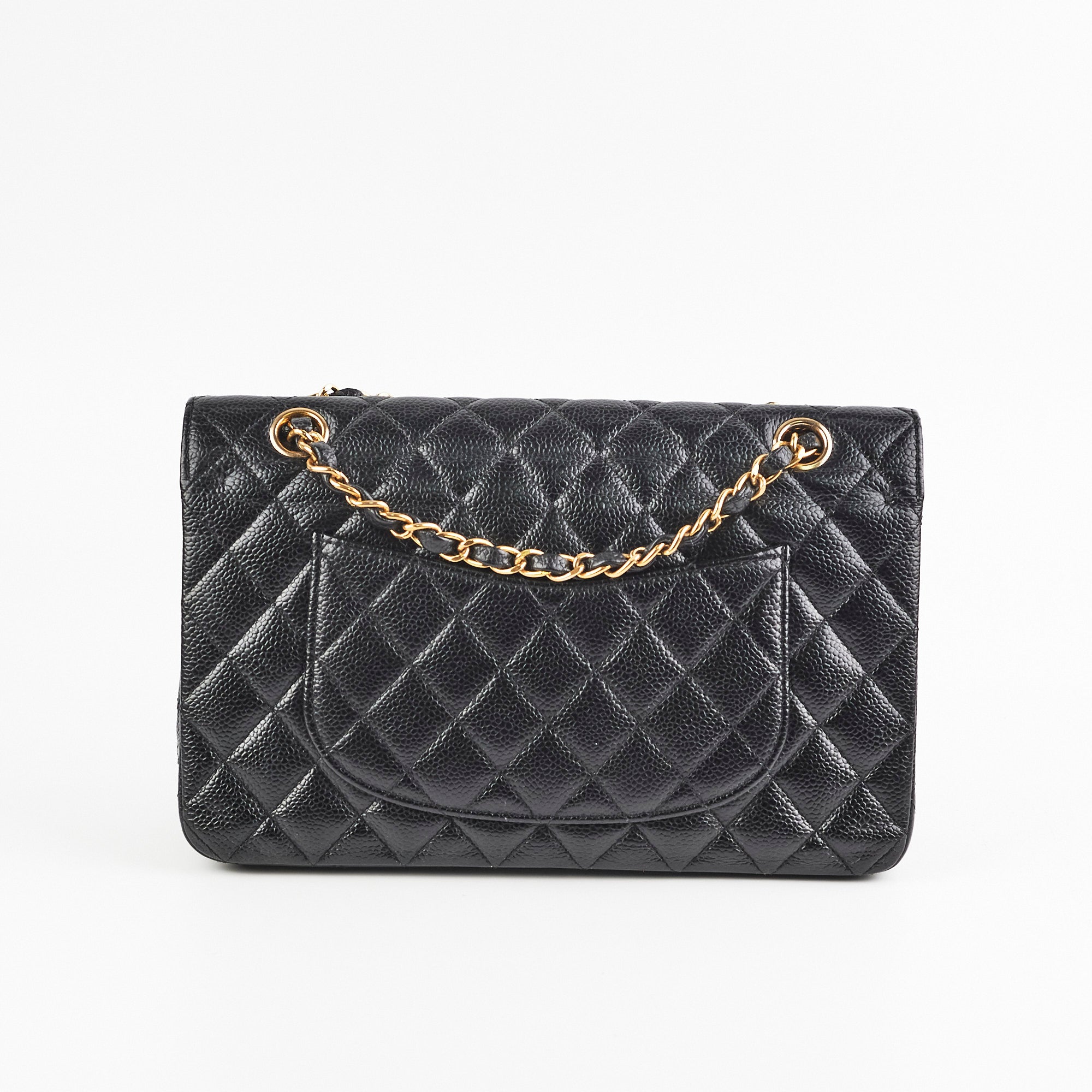 Chanel Caviar Medium/Large Double Classic Flap Black 24k Gold Plated Hardware